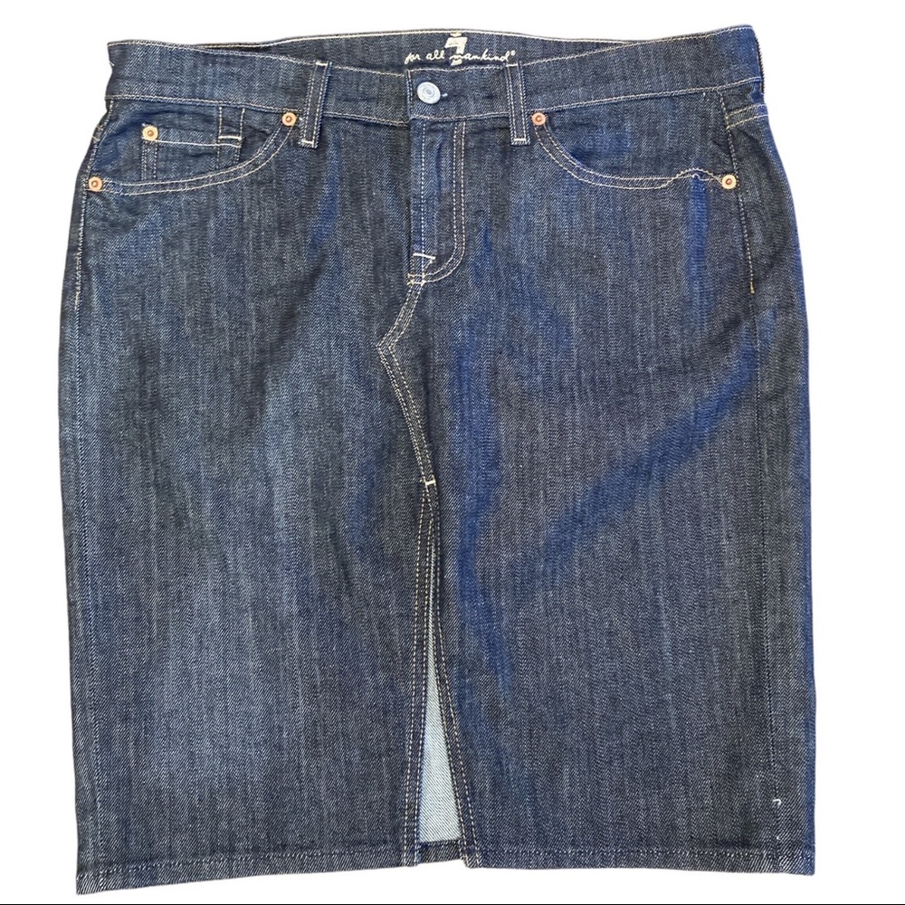 7 For All Mankind Roxy Denim Skirt Blue Jean Pencil Straight Knee-Length Size 32